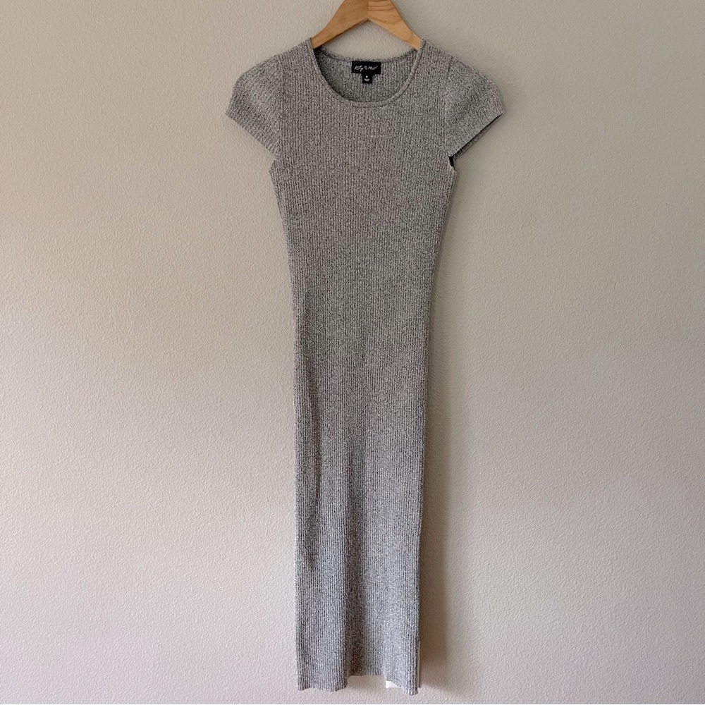 Say What Gray Ribbed Bodycon Maxi Dress Size M